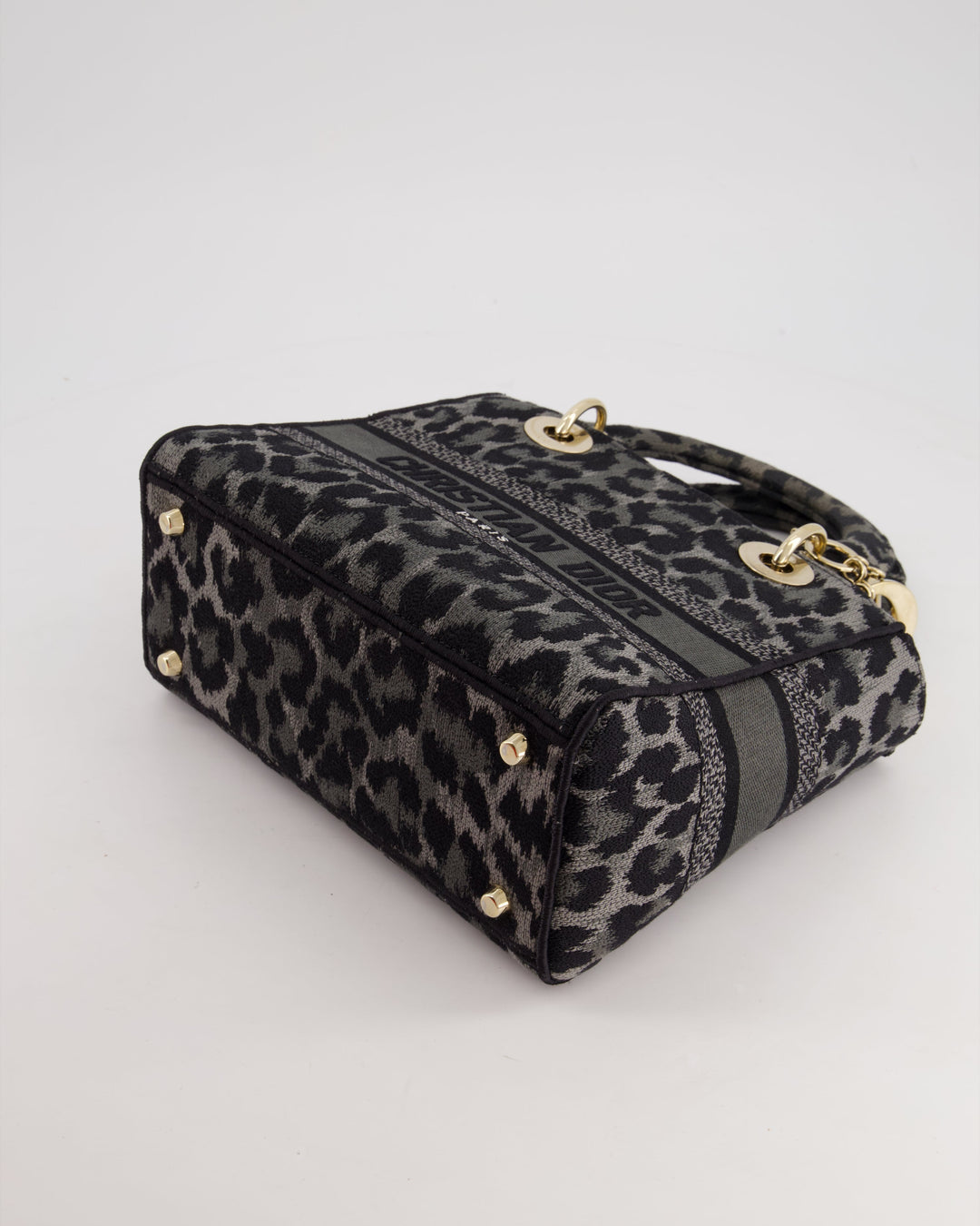 Christian Top quality Dior Medium Lady D-Lite in Grey & Black Mizza Embroidery with Champagne Gold Hardware RRP ¬£3700