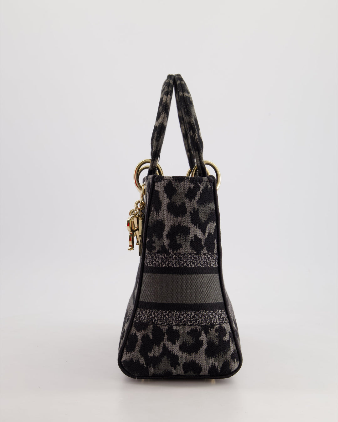 Christian Top quality Dior Medium Lady D-Lite in Grey & Black Mizza Embroidery with Champagne Gold Hardware RRP ¬£3700