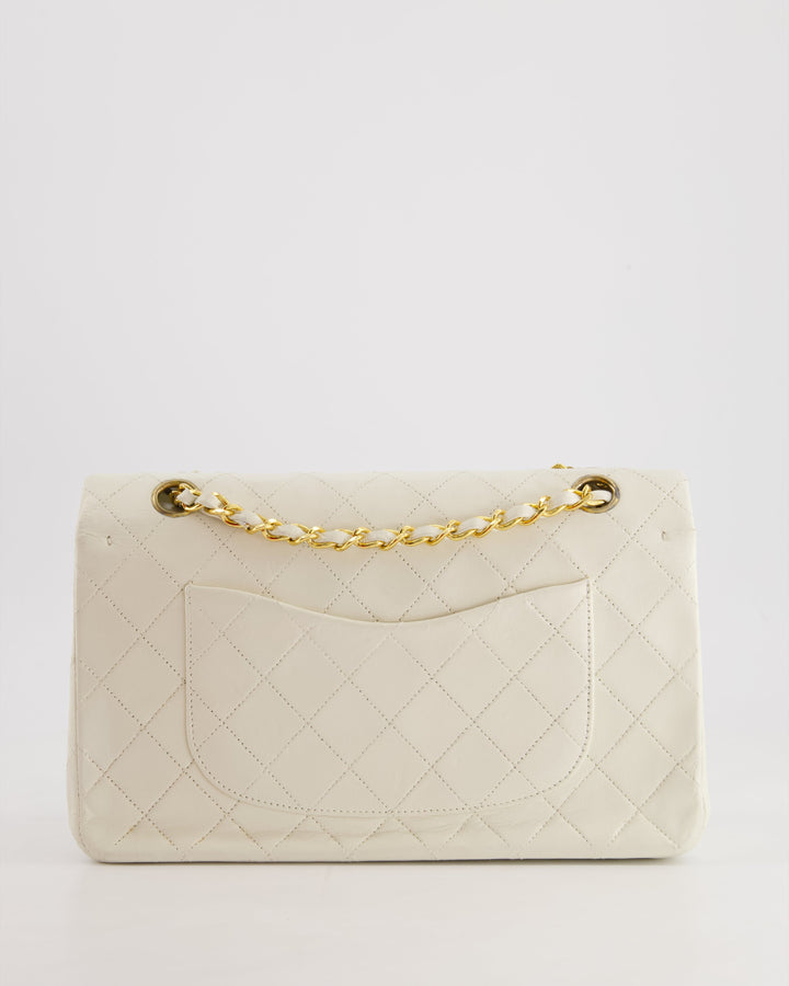 *FIRE PRICE* Top Quality Chanel Vintage White Medium Classic Double Flap Bag in Lambskin Leather with 24K Gold Hardware