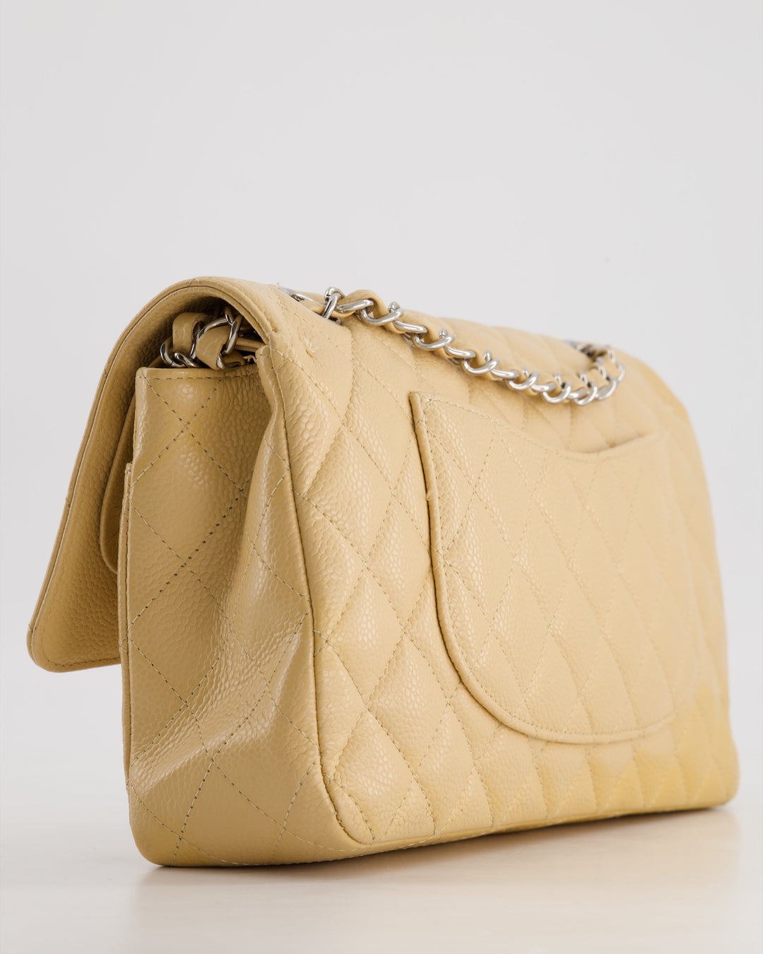 *FIRE PRICE* Top Quality Chanel Beige Medium Classic Double Flap in Caviar Leather with Silver Hardware