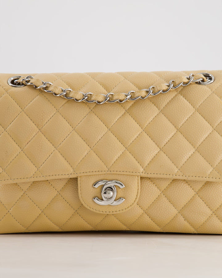 *FIRE PRICE* Top Quality Chanel Beige Medium Classic Double Flap in Caviar Leather with Silver Hardware