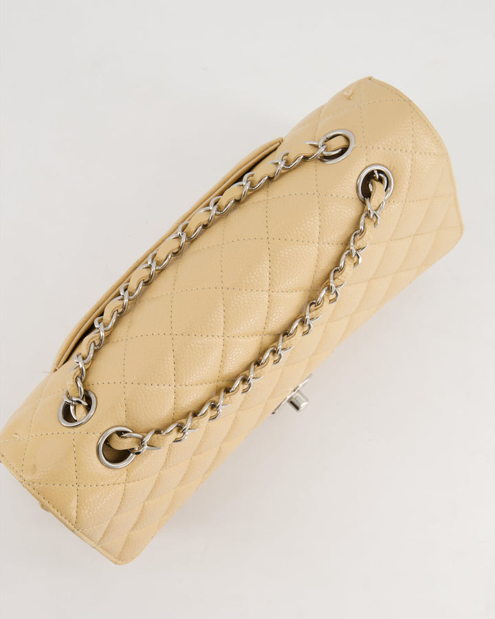 *FIRE PRICE* Top Quality Chanel Beige Medium Classic Double Flap in Caviar Leather with Silver Hardware
