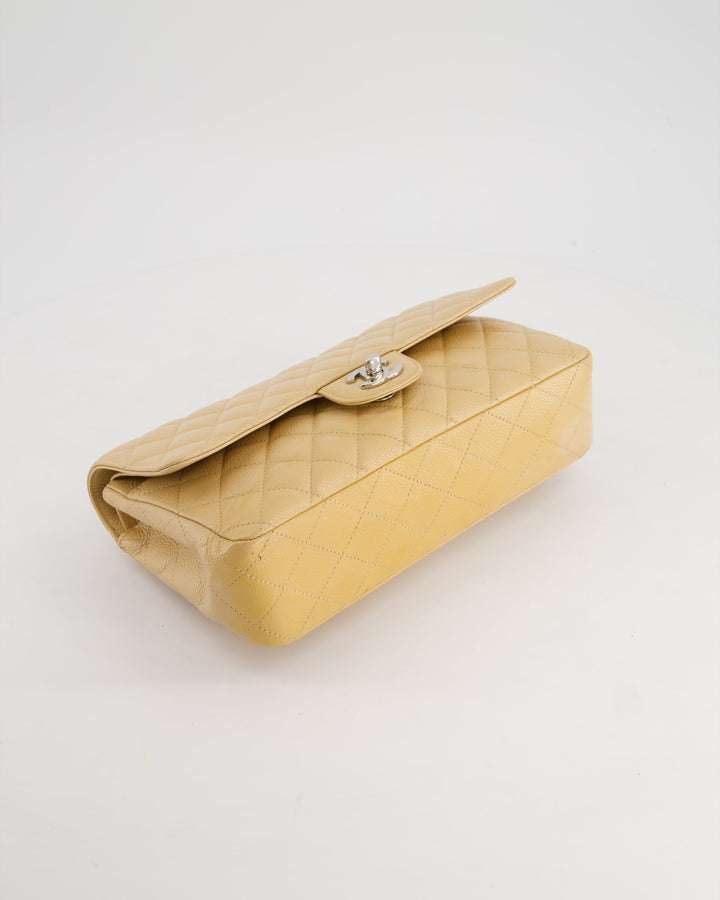 *FIRE PRICE* Top Quality Chanel Beige Medium Classic Double Flap in Caviar Leather with Silver Hardware