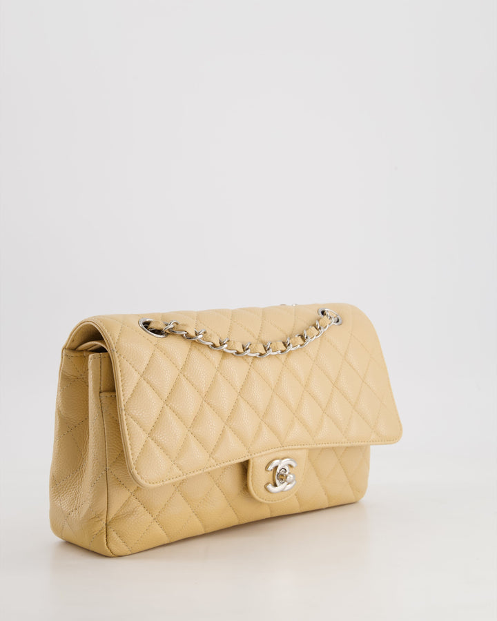 *FIRE PRICE* Top Quality Chanel Beige Medium Classic Double Flap in Caviar Leather with Silver Hardware