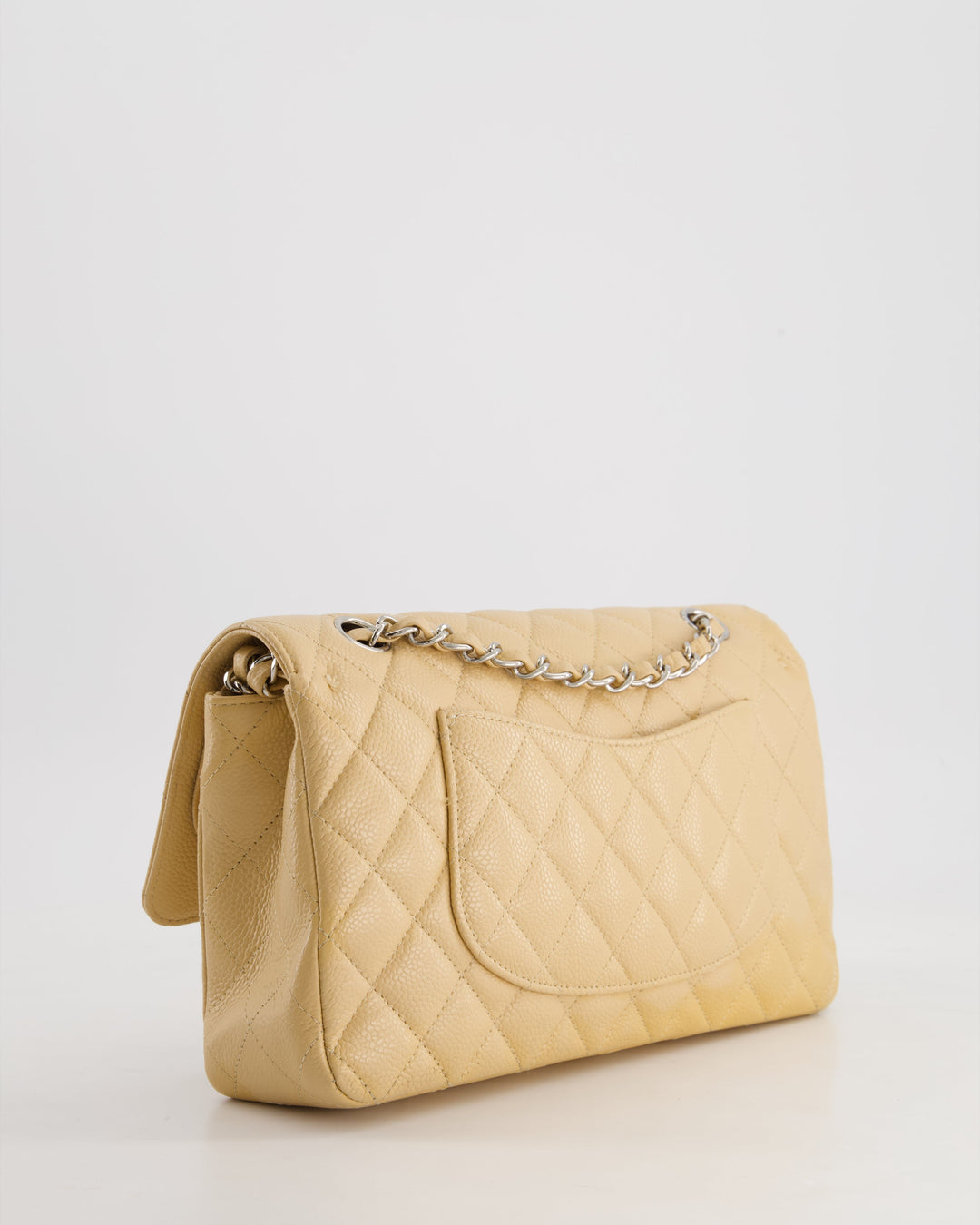 *FIRE PRICE* Top Quality Chanel Beige Medium Classic Double Flap in Caviar Leather with Silver Hardware