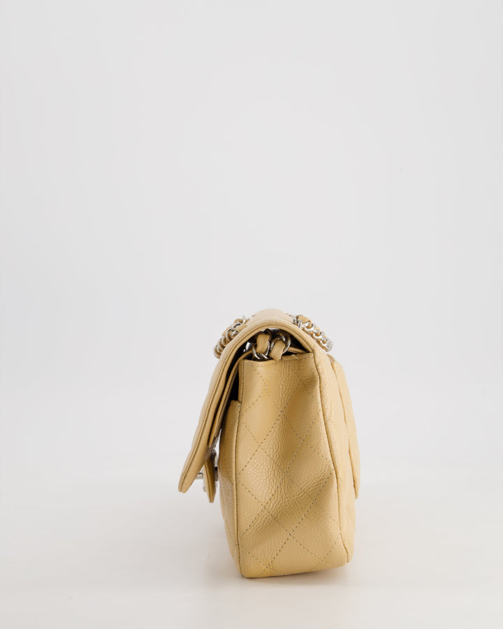 *FIRE PRICE* Top Quality Chanel Beige Medium Classic Double Flap in Caviar Leather with Silver Hardware