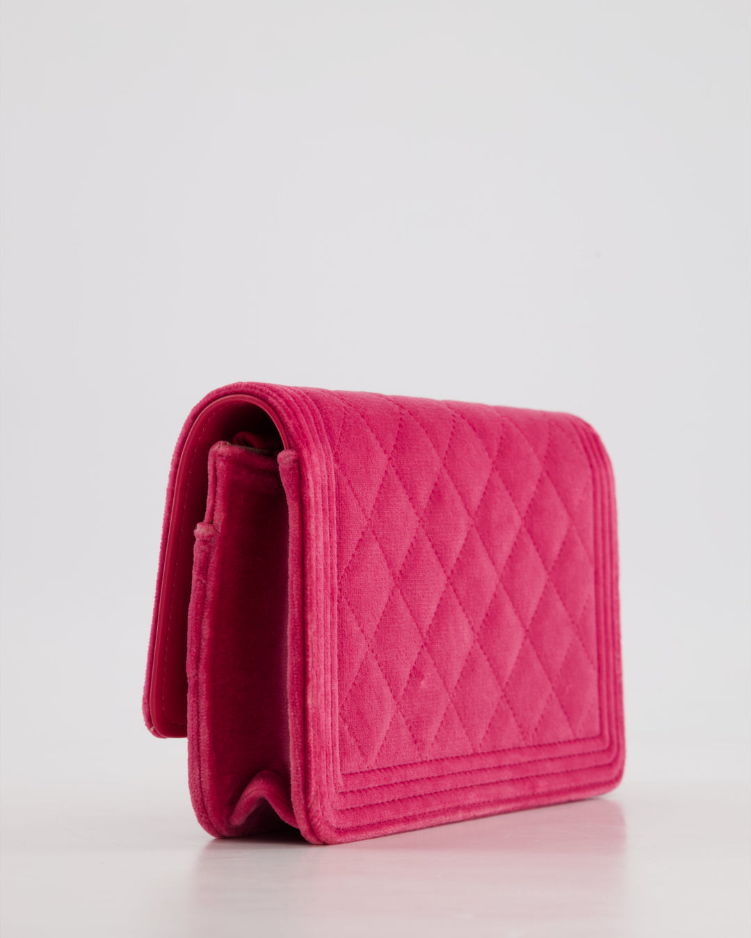 *FIRE PRICE* Top Quality Chanel Pink Boy Wallet on Chain in Velvet with Silver Hardware