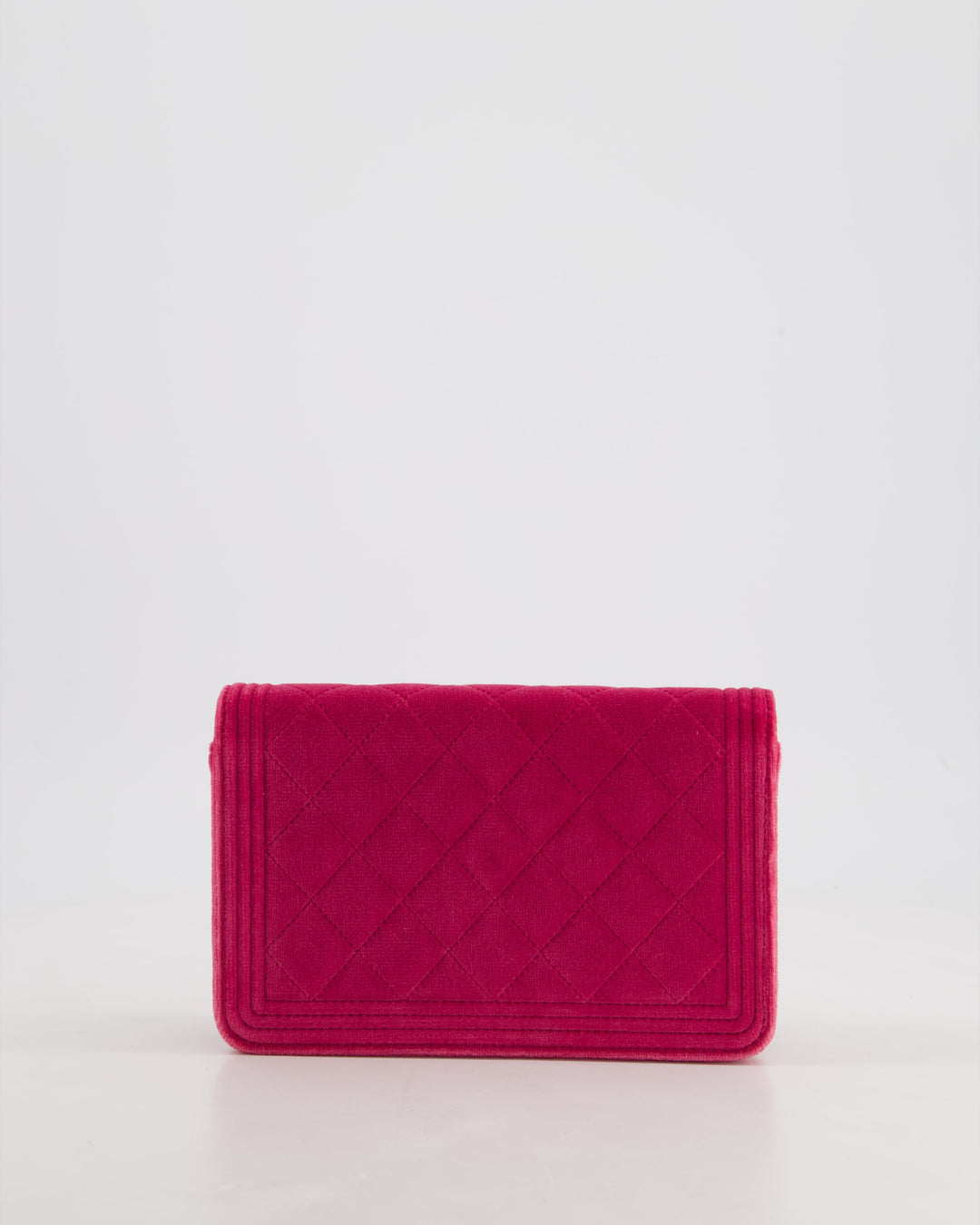 *FIRE PRICE* Top Quality Chanel Pink Boy Wallet on Chain in Velvet with Silver Hardware