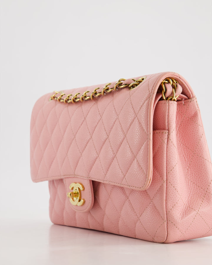 *HOT* Top Quality Chanel Bubblegum Pink Vintage Classic Medium Double Flap Bag in Caviar Leather with 24K Gold Hardware