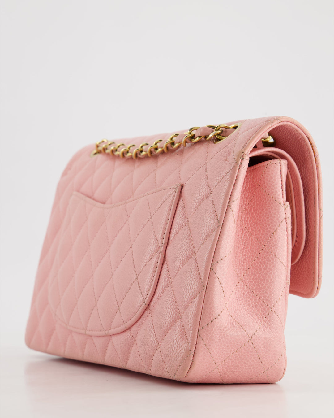 *HOT* Top Quality Chanel Bubblegum Pink Vintage Classic Medium Double Flap Bag in Caviar Leather with 24K Gold Hardware