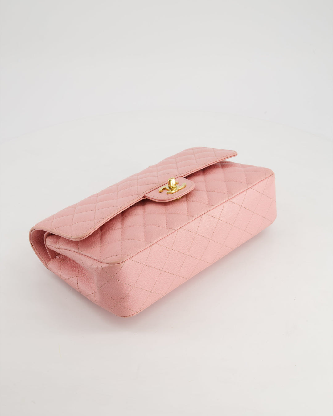 *HOT* Top Quality Chanel Bubblegum Pink Vintage Classic Medium Double Flap Bag in Caviar Leather with 24K Gold Hardware