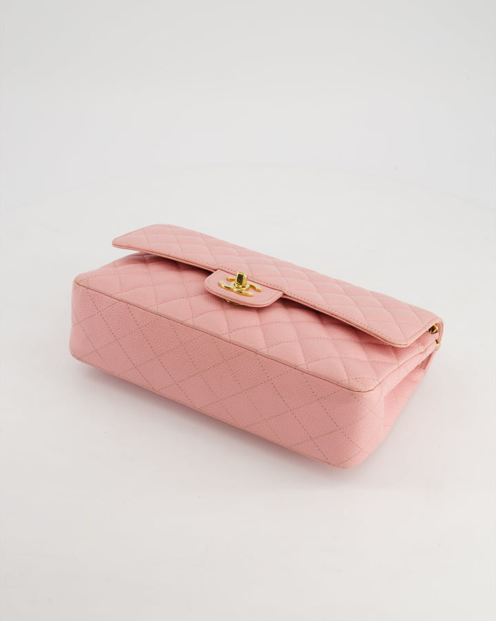 *HOT* Top Quality Chanel Bubblegum Pink Vintage Classic Medium Double Flap Bag in Caviar Leather with 24K Gold Hardware