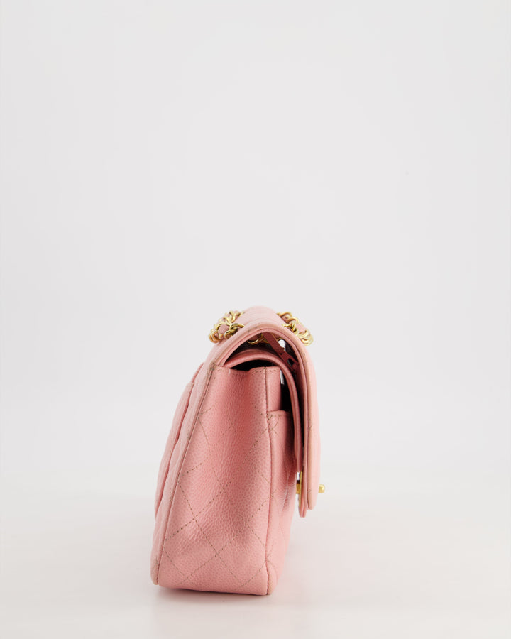 *HOT* Top Quality Chanel Bubblegum Pink Vintage Classic Medium Double Flap Bag in Caviar Leather with 24K Gold Hardware