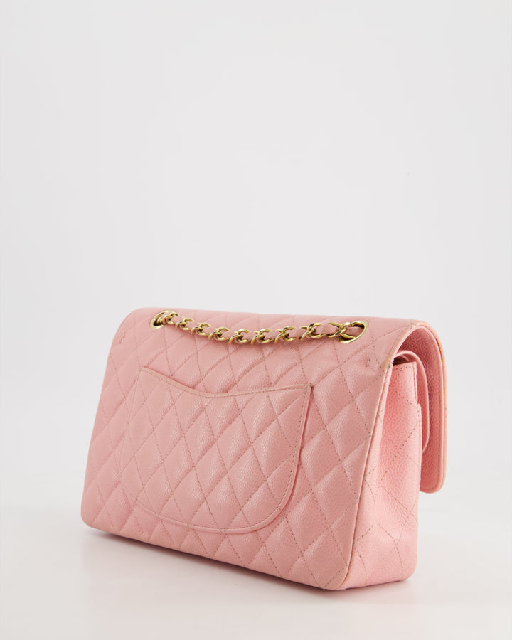*HOT* Top Quality Chanel Bubblegum Pink Vintage Classic Medium Double Flap Bag in Caviar Leather with 24K Gold Hardware