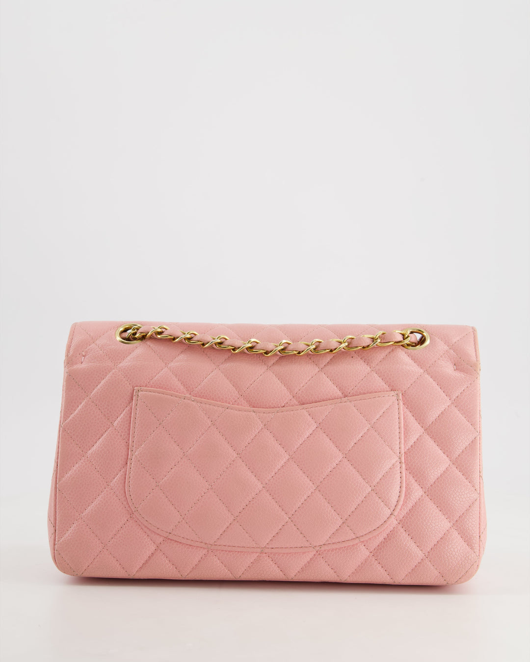 *HOT* Chanel Bubblegum Pink Vintage Classic Medium Double Flap Bag in Caviar Leather with 24K Gold Hardware