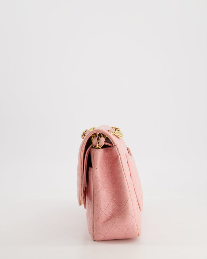 *HOT* Top Quality Chanel Bubblegum Pink Vintage Classic Medium Double Flap Bag in Caviar Leather with 24K Gold Hardware