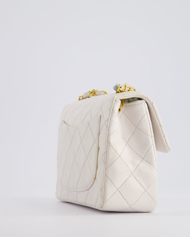 Top Quality Chanel Vintage White Mini Square Bag in Lambskin Leather with 24K Gold Hardware