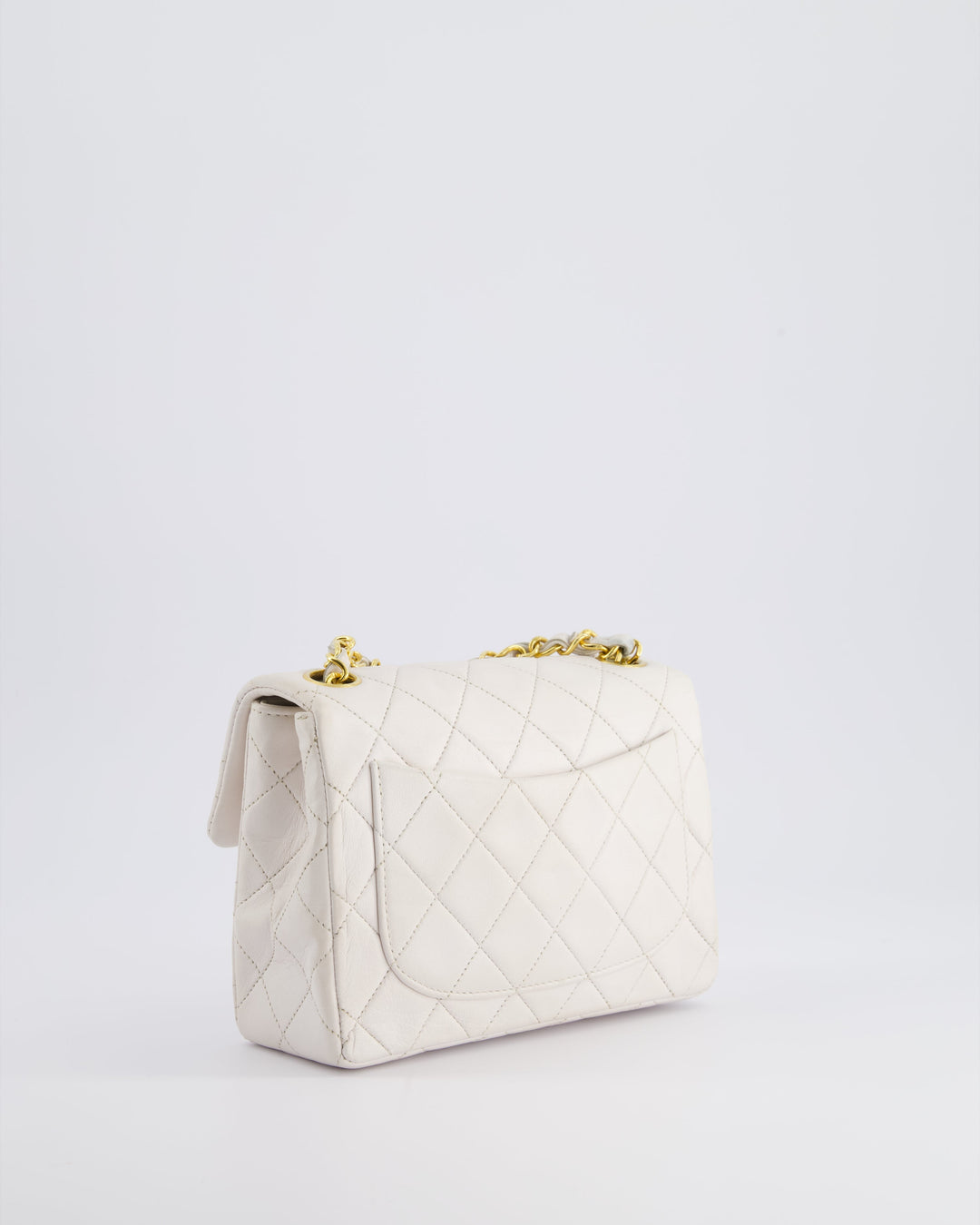Top Quality Chanel Vintage White Mini Square Bag in Lambskin Leather with 24K Gold Hardware