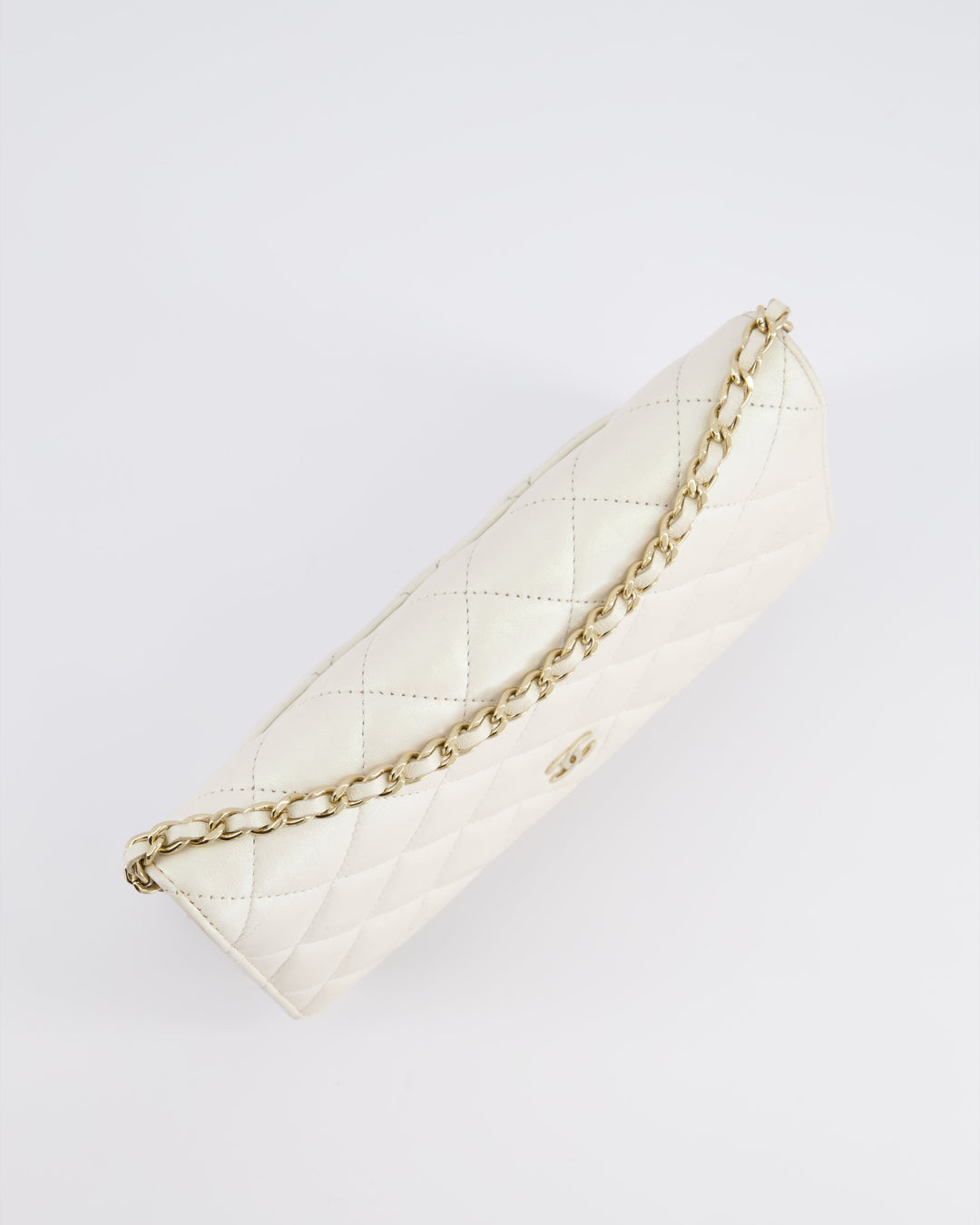 *HOT* Top Quality Chanel Pearlescent Off-White Wallet on Chain Bag in Calfskin Leather with Champagne Gold Hardware