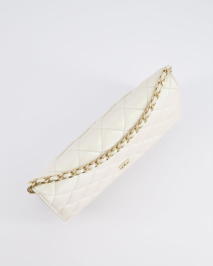 *HOT* Top Quality Chanel Pearlescent Off-White Wallet on Chain Bag in Calfskin Leather with Champagne Gold Hardware