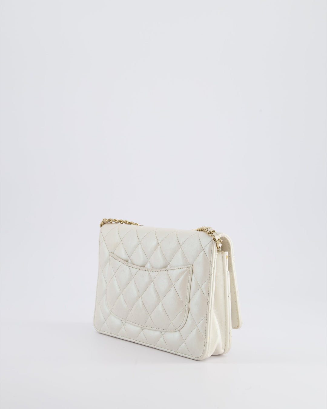 *HOT* Top Quality Chanel Pearlescent Off-White Wallet on Chain Bag in Calfskin Leather with Champagne Gold Hardware