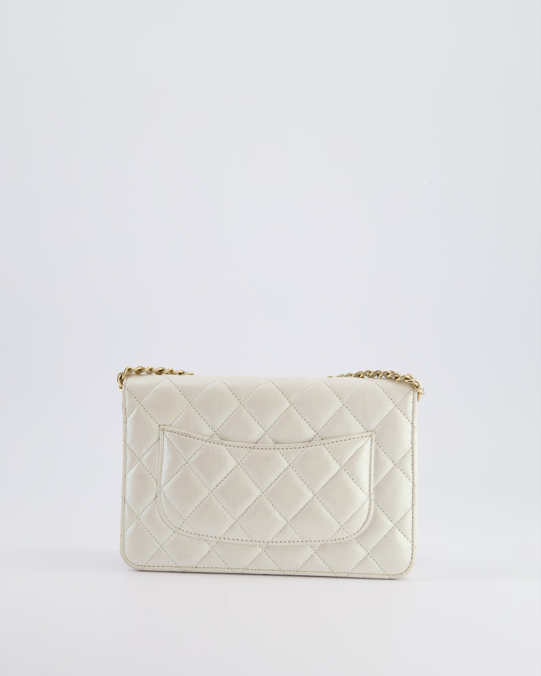 *HOT* Top Quality Chanel Pearlescent Off-White Wallet on Chain Bag in Calfskin Leather with Champagne Gold Hardware