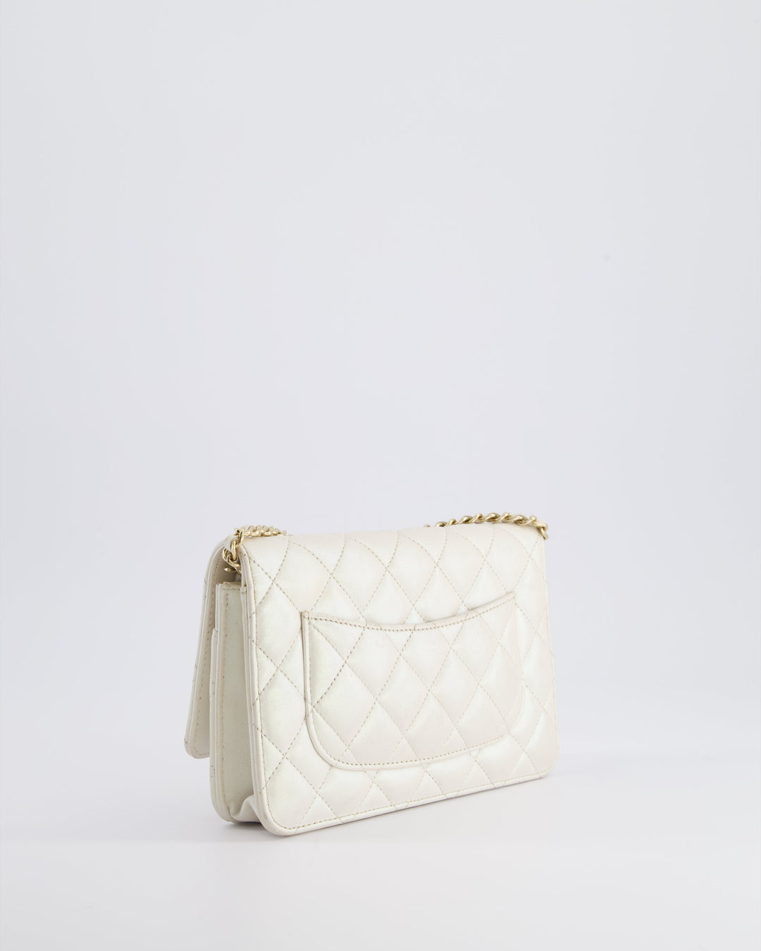*HOT* Top Quality Chanel Pearlescent Off-White Wallet on Chain Bag in Calfskin Leather with Champagne Gold Hardware