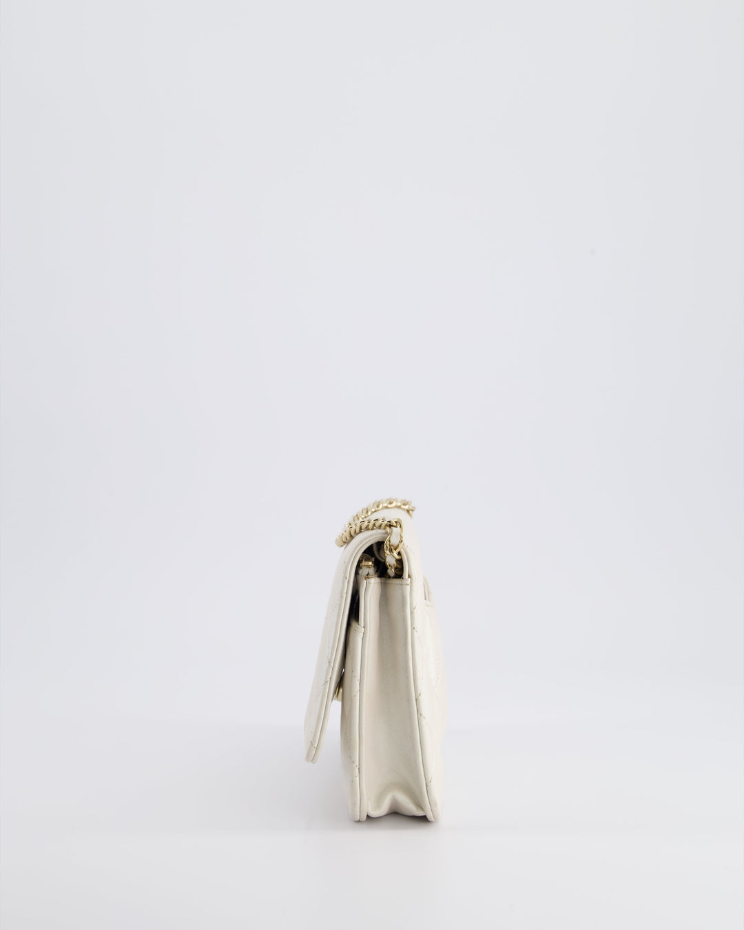 *HOT* Top Quality Chanel Pearlescent Off-White Wallet on Chain Bag in Calfskin Leather with Champagne Gold Hardware