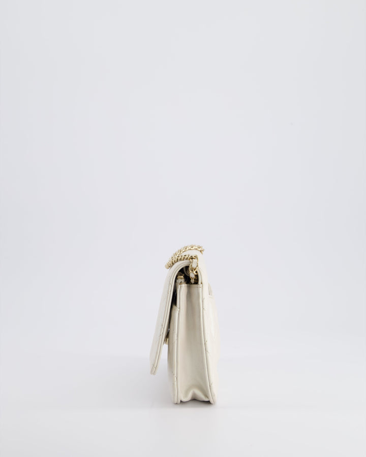 *HOT* Top Quality Chanel Pearlescent Off-White Wallet on Chain Bag in Calfskin Leather with Champagne Gold Hardware