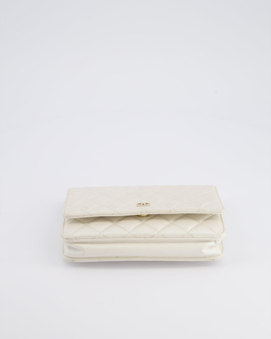 *HOT* Top Quality Chanel Pearlescent Off-White Wallet on Chain Bag in Calfskin Leather with Champagne Gold Hardware