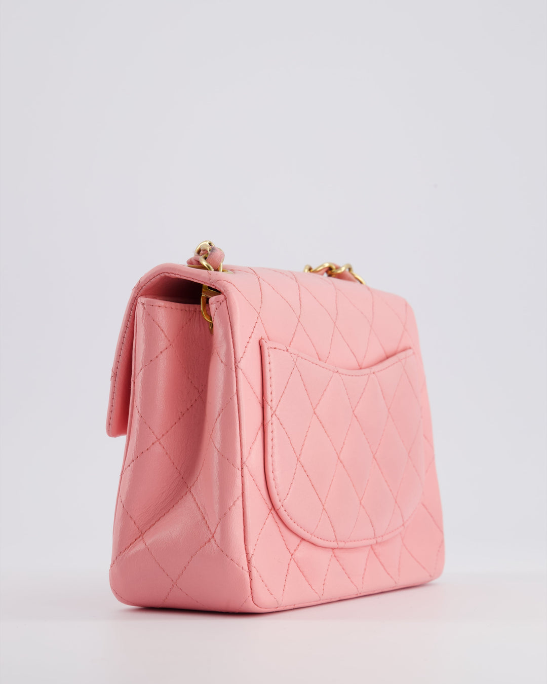 *RARE* Top Quality Chanel Vintage Bubblegum Pink Mini Square Flap Bag in Lambskin Leather with 24K Gold Hardware