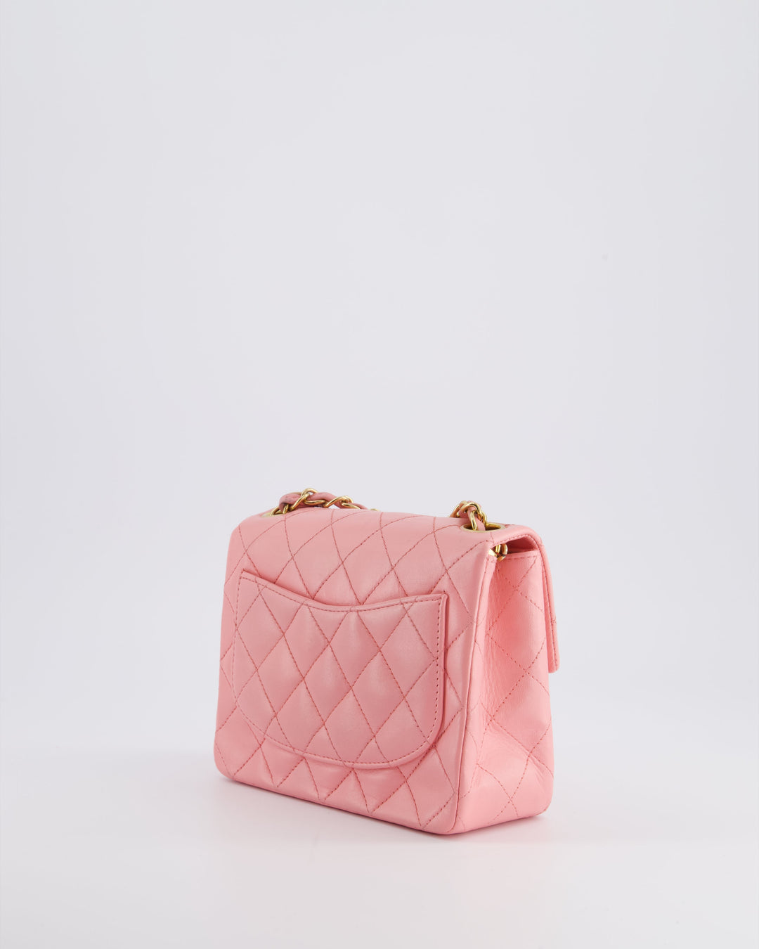 *RARE* Top Quality Chanel Vintage Bubblegum Pink Mini Square Flap Bag in Lambskin Leather with 24K Gold Hardware