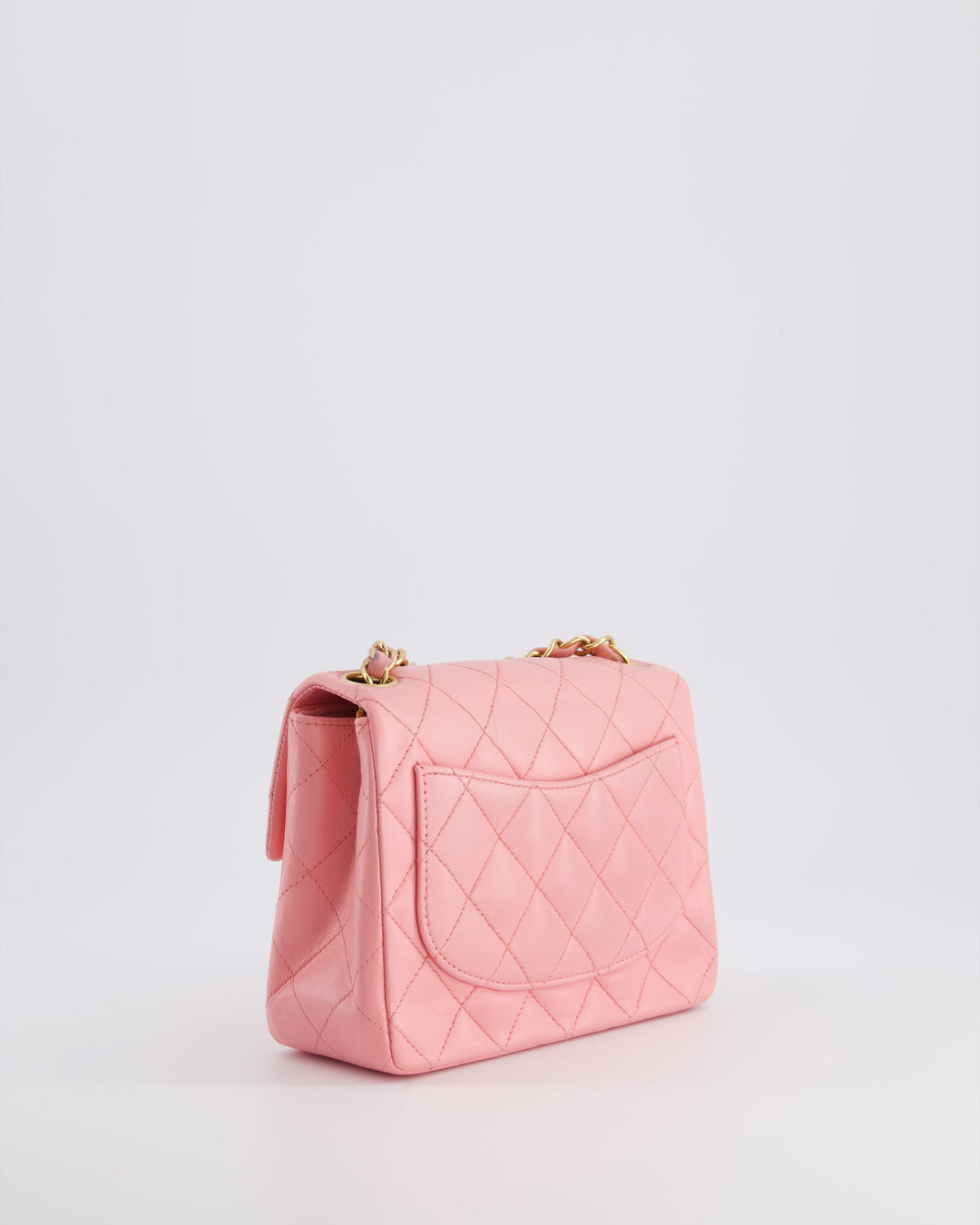 *RARE* Top Quality Chanel Vintage Bubblegum Pink Mini Square Flap Bag in Lambskin Leather with 24K Gold Hardware