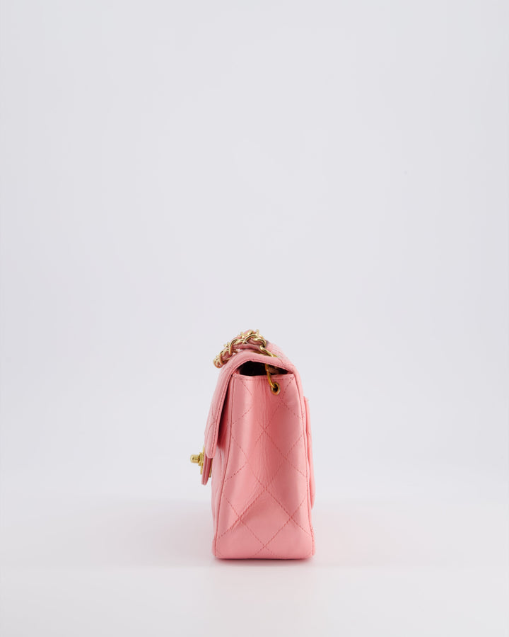 *RARE* Top Quality Chanel Vintage Bubblegum Pink Mini Square Flap Bag in Lambskin Leather with 24K Gold Hardware
