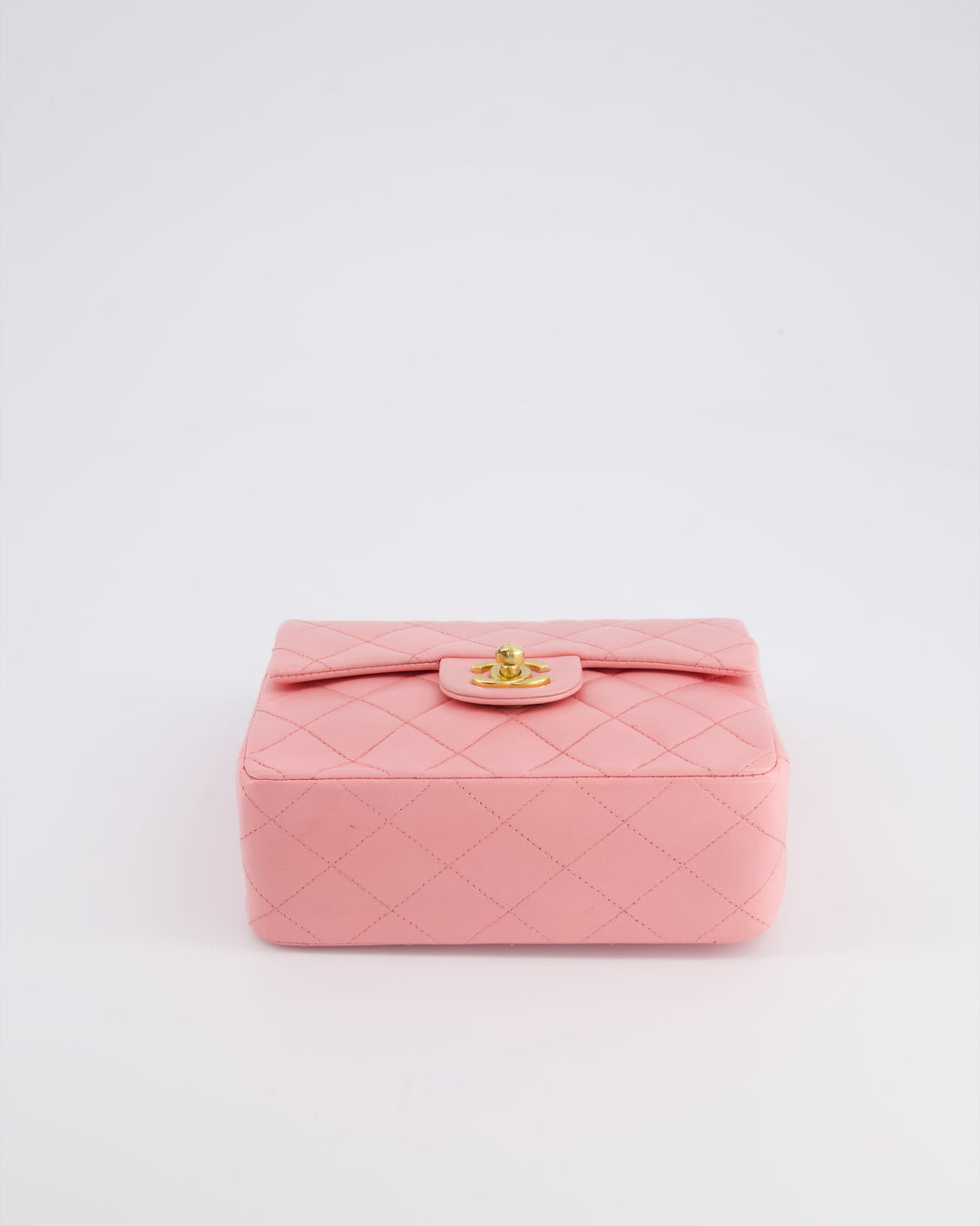 *RARE* Top Quality Chanel Vintage Bubblegum Pink Mini Square Flap Bag in Lambskin Leather with 24K Gold Hardware