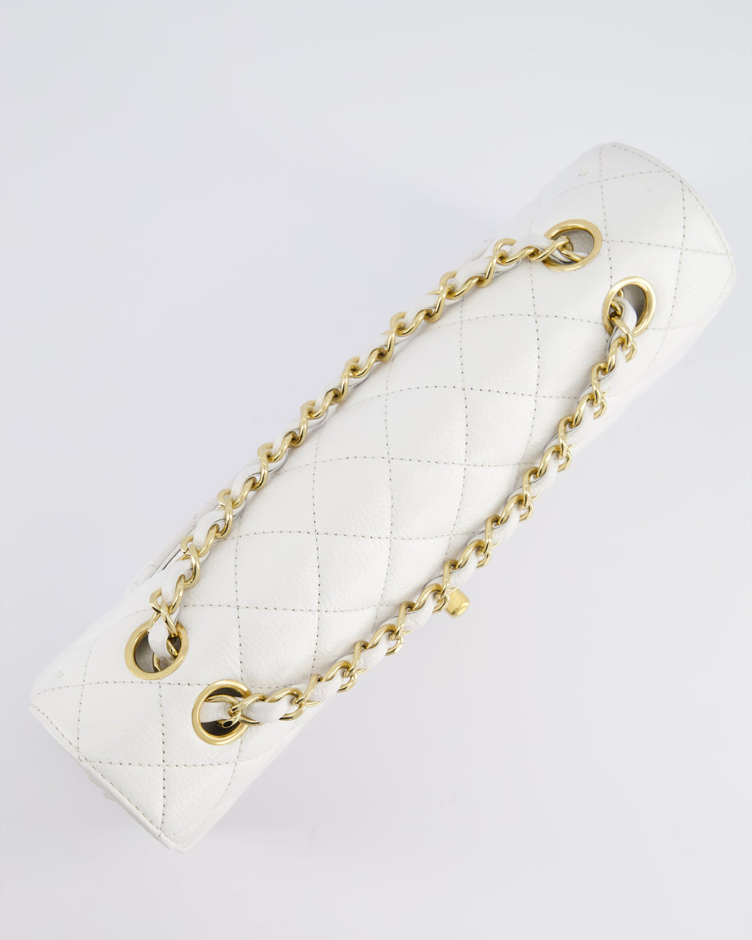 *RARE* Top Quality Chanel White Medium Classic Double Flap in Caviar Leather with Gold Hardware