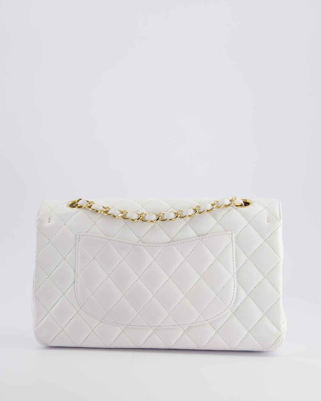 *RARE* Top Quality Chanel White Medium Classic Double Flap in Caviar Leather with Gold Hardware