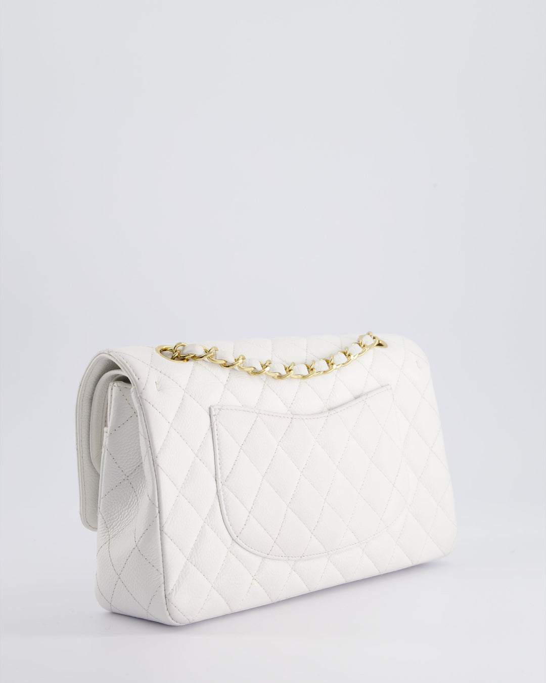 *RARE* Top Quality Chanel White Medium Classic Double Flap in Caviar Leather with Gold Hardware