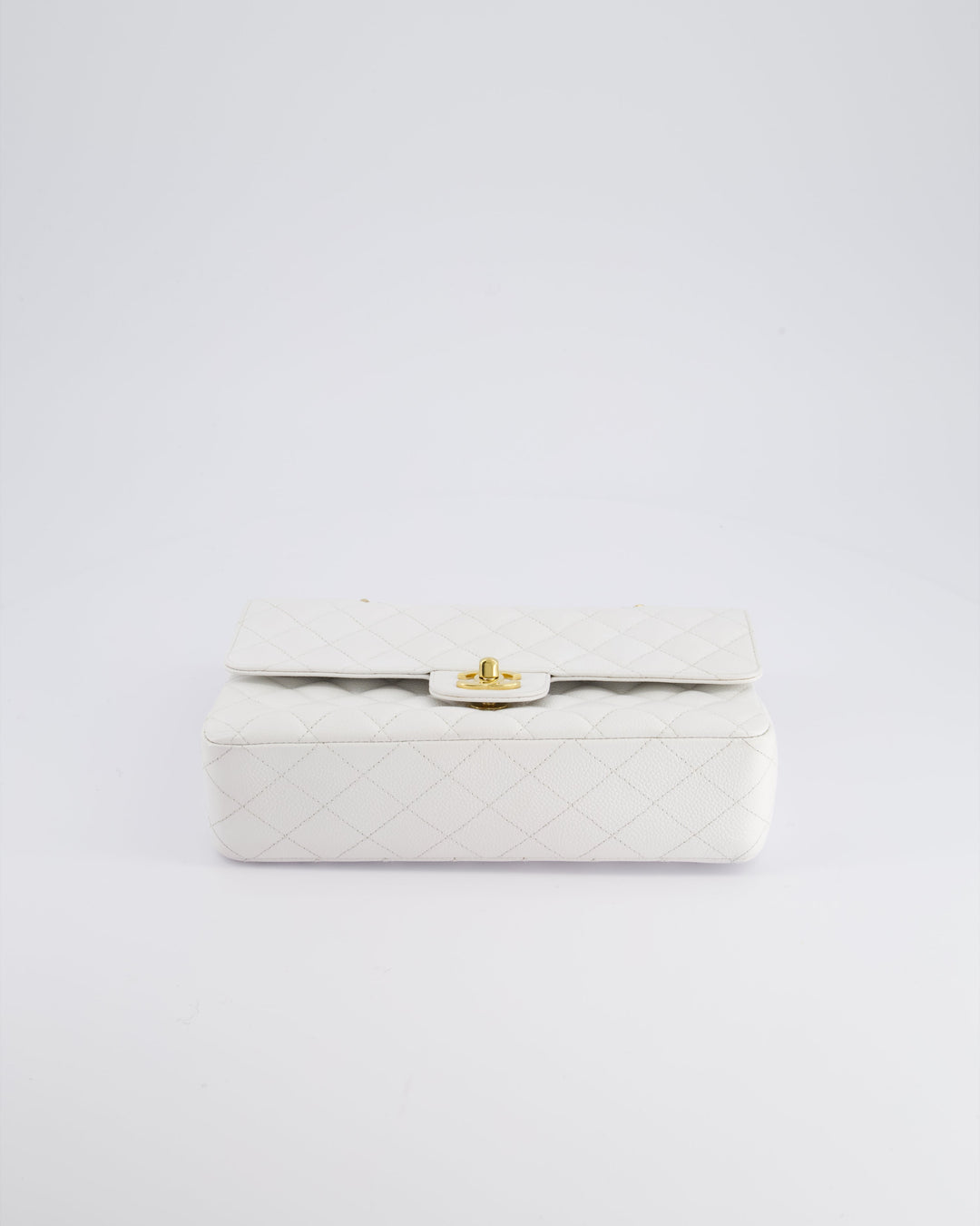 *RARE* Top Quality Chanel White Medium Classic Double Flap in Caviar Leather with Gold Hardware