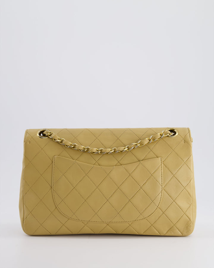 *FIRE PRICE* Top Quality Chanel Vintage Chai Beige Classic Medium Stitched Edge Double Flap Bag in Lambskin Leather with 24K Gold Hardware