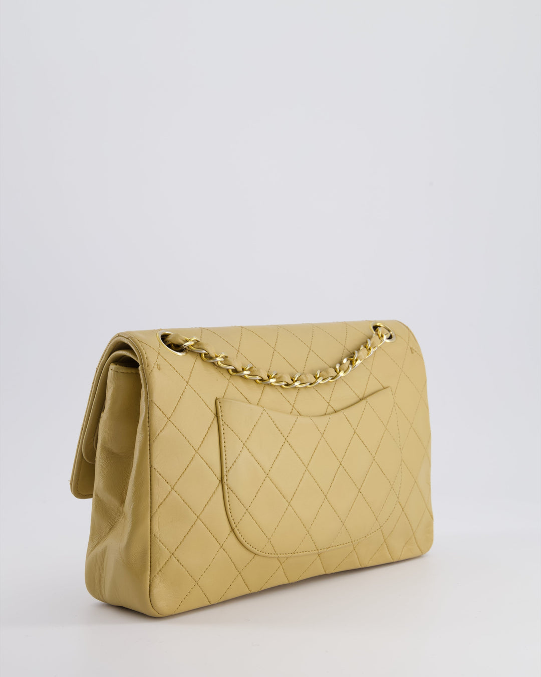 *FIRE PRICE* Top Quality Chanel Vintage Chai Beige Classic Medium Stitched Edge Double Flap Bag in Lambskin Leather with 24K Gold Hardware