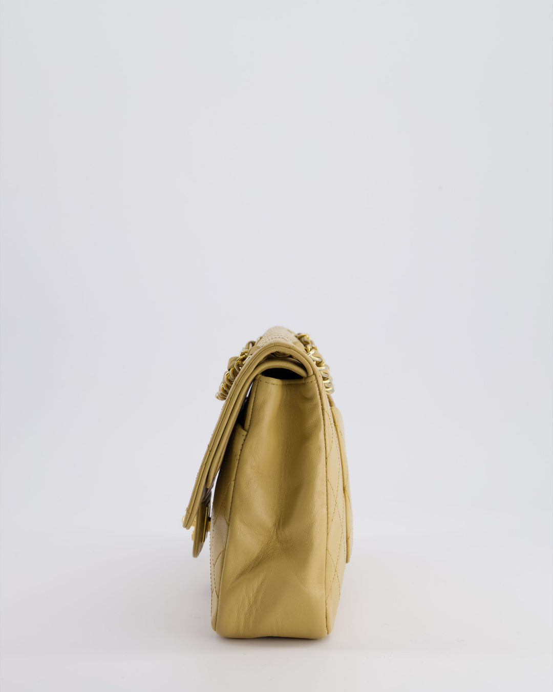 *FIRE PRICE* Top Quality Chanel Vintage Chai Beige Classic Medium Stitched Edge Double Flap Bag in Lambskin Leather with 24K Gold Hardware