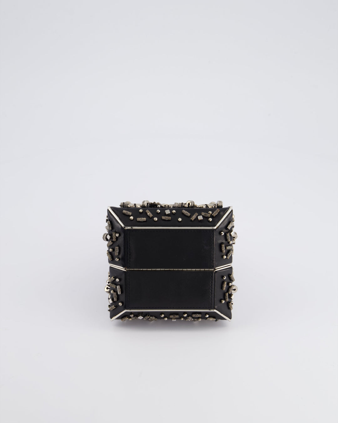 *RARE* Top Quality Chanel 2012 Pre-Fall Paris-Bombay Collection Black Leather & Silver Hardware Detail Pyramid Evening Bag