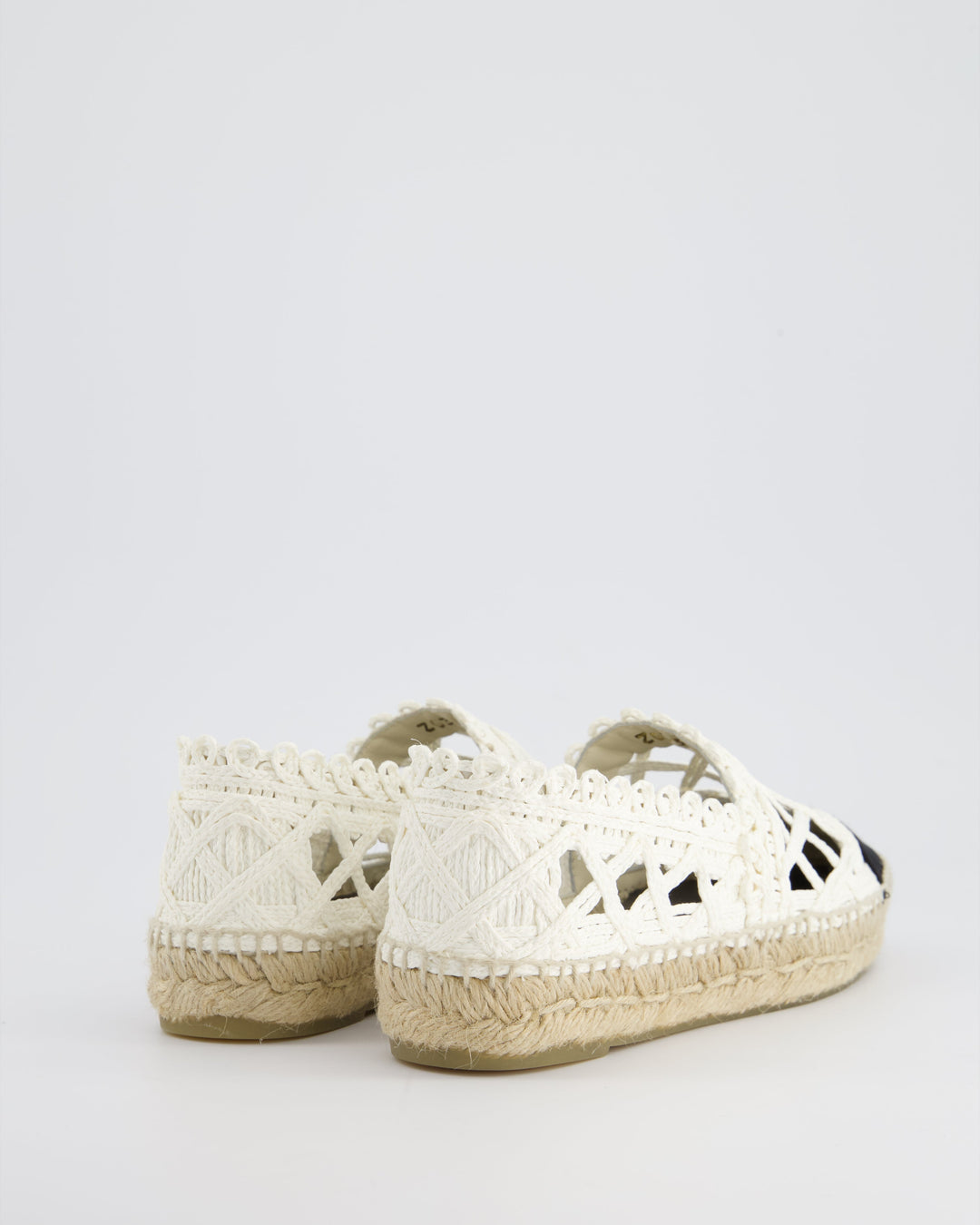 Top Quality Chanel White Crochet Raffia Espadrille with CC Logo Detail Size EU 36