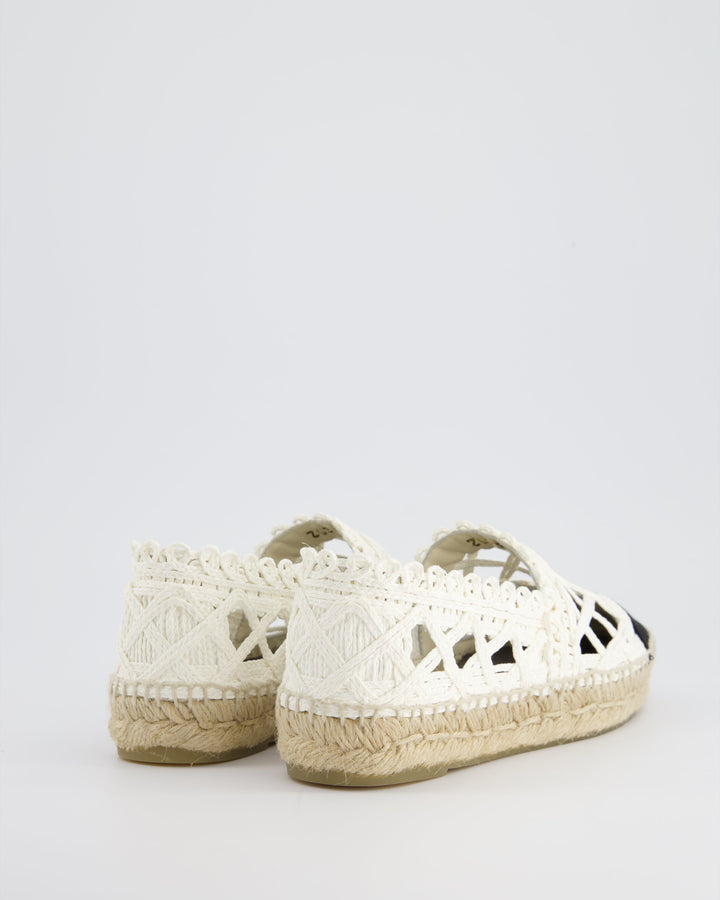 Top Quality Chanel White Crochet Raffia Espadrille with CC Logo Detail Size EU 36