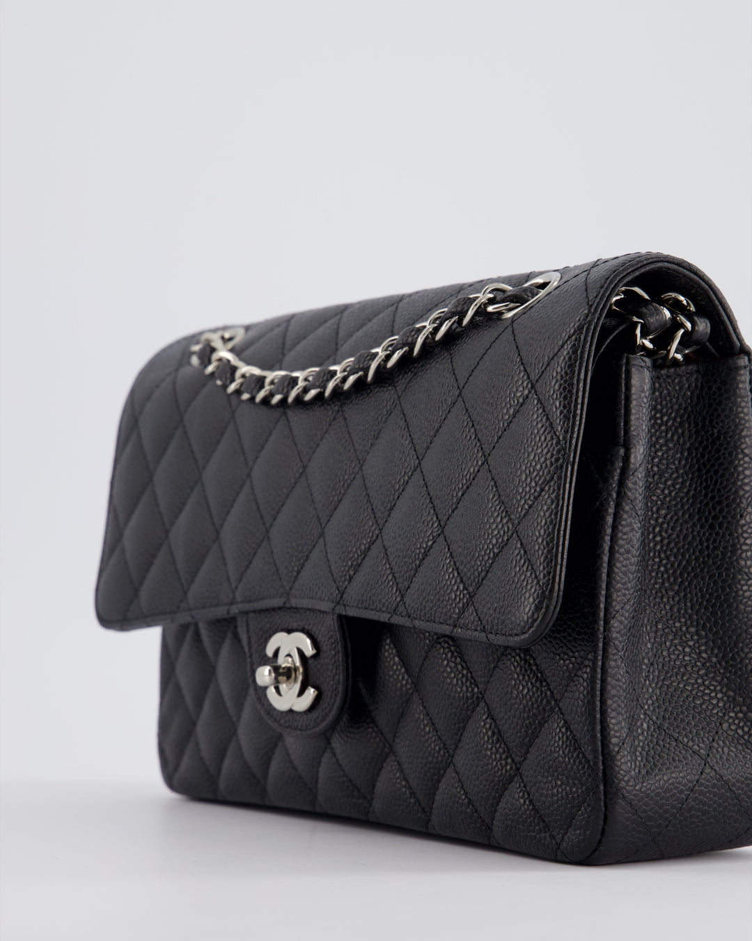 *HOT* Top Quality Chanel Medium Black Classic Double Flap Bag in Caviar Leather with Silver Hardware