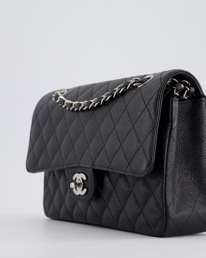 *HOT* Top Quality Chanel Medium Black Classic Double Flap Bag in Caviar Leather with Silver Hardware