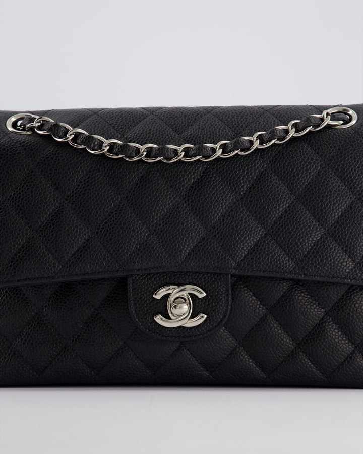 *HOT* Top Quality Chanel Medium Black Classic Double Flap Bag in Caviar Leather with Silver Hardware