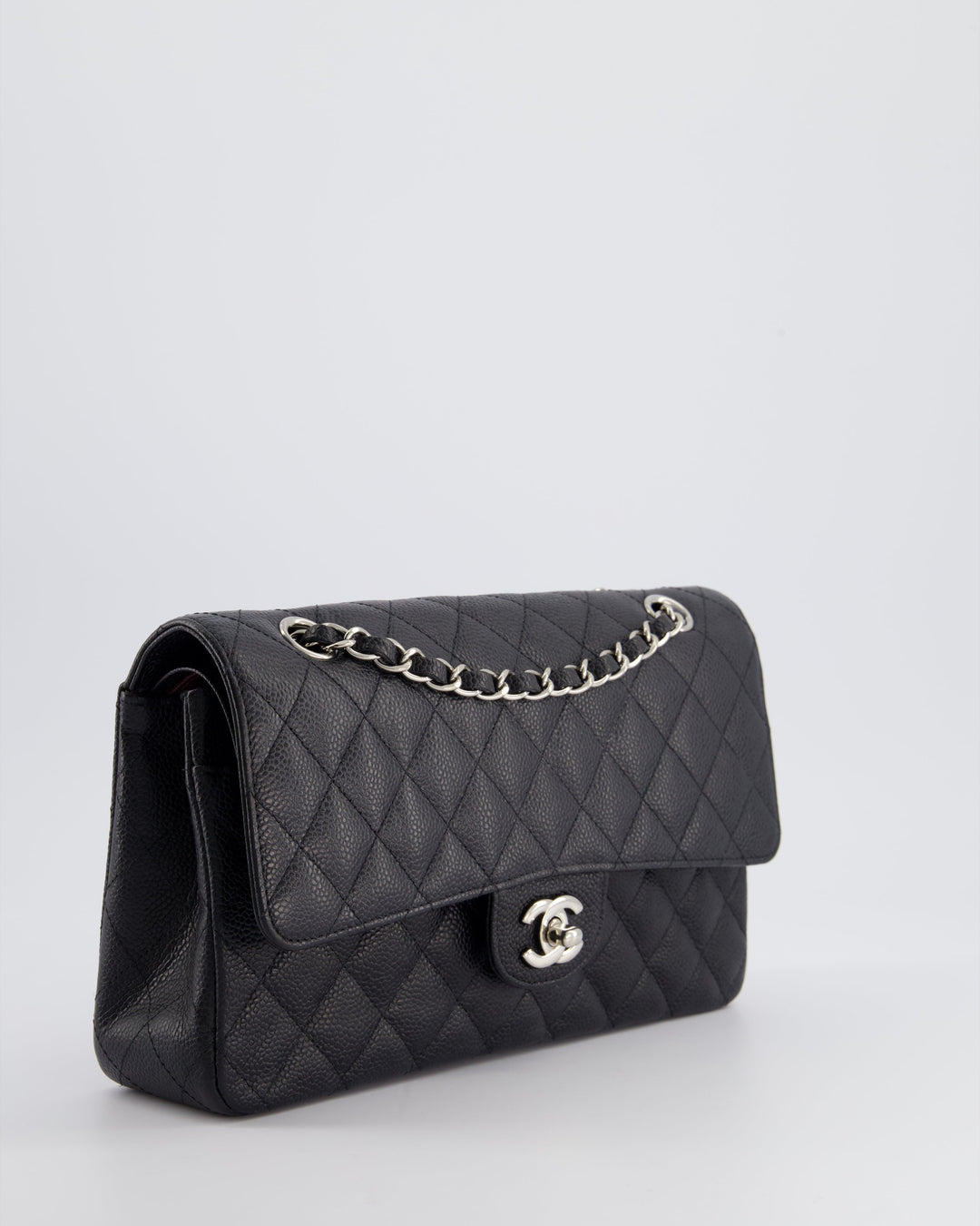 *HOT* Top Quality Chanel Medium Black Classic Double Flap Bag in Caviar Leather with Silver Hardware