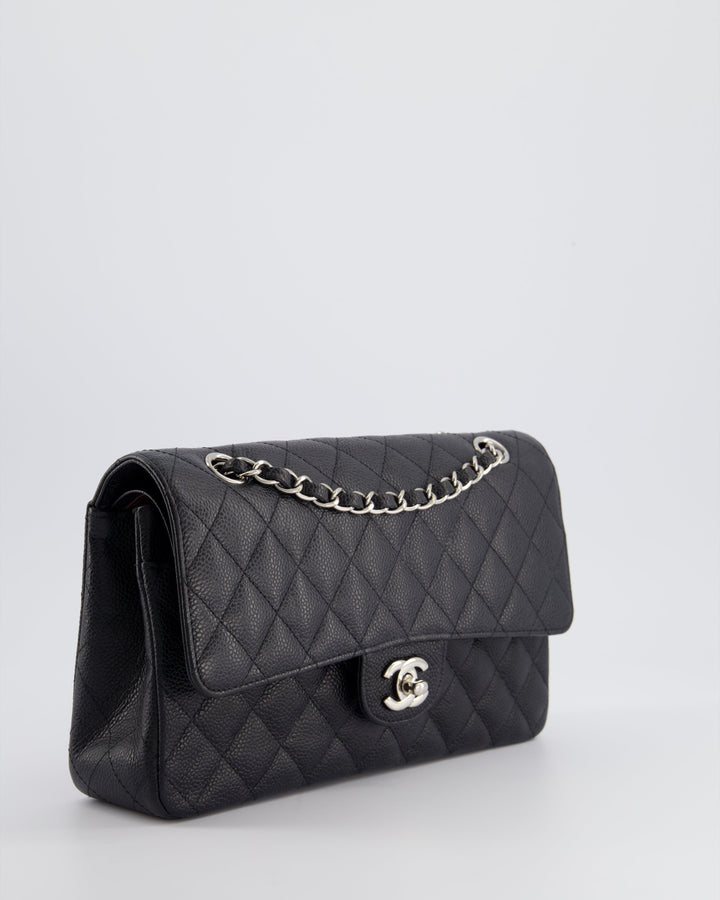 *HOT* Top Quality Chanel Medium Black Classic Double Flap Bag in Caviar Leather with Silver Hardware